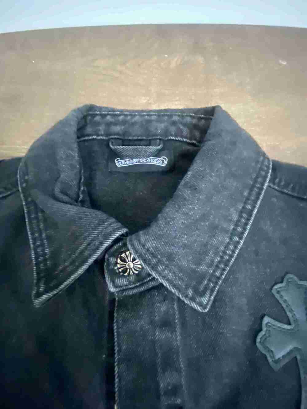 ✨ Chrome Hearts Cross Patch Black Denim Shirt Jacket - Picture 2 of 6